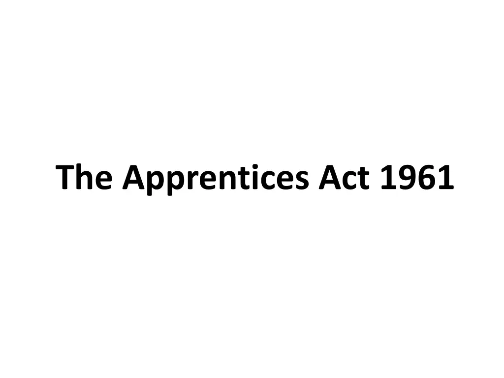 the apprentices act 1961 n.w