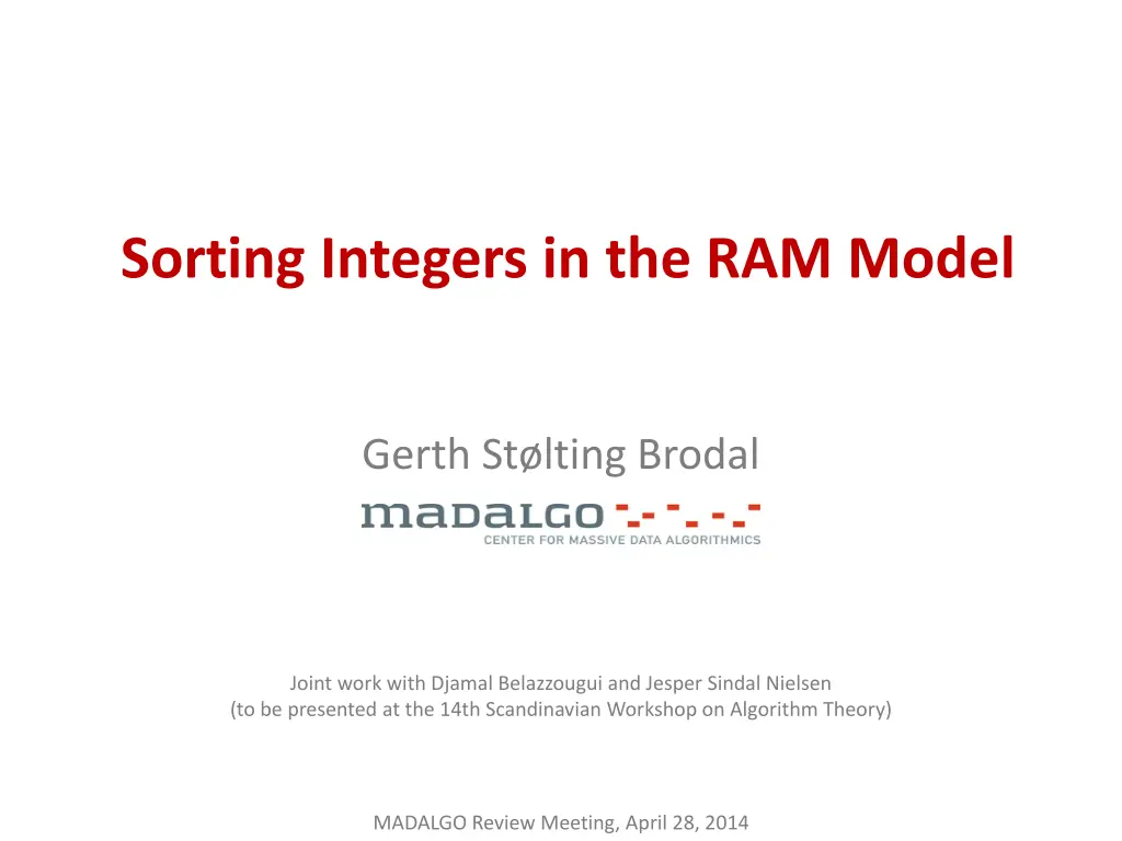 sorting integers in the ram model n.w