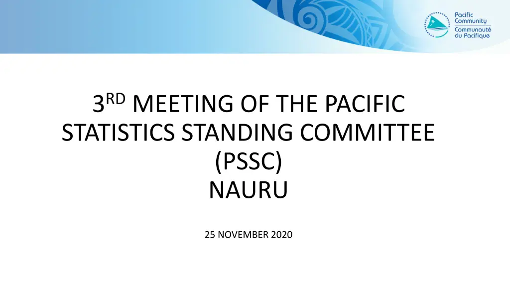 3 rd meeting of the pacific statistics standing n.w
