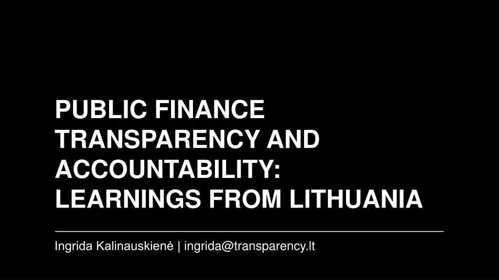 public finance transparency and accountability n.w