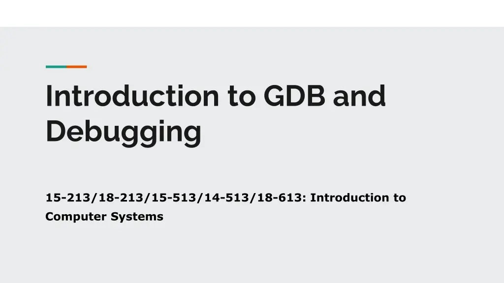 introduction to gdb and debugging n.w