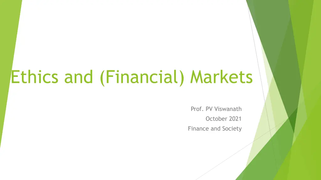 ethics and financial markets n.w