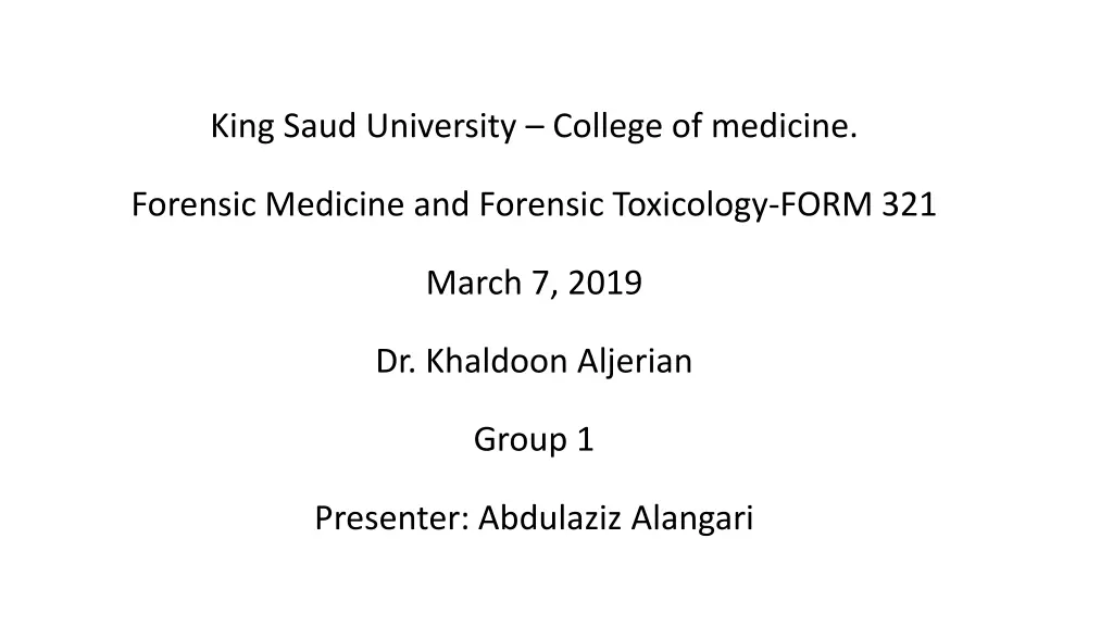 king saud university college of medicine n.w