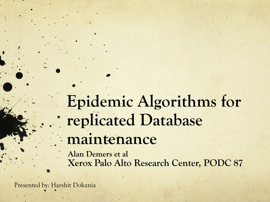 epidemic algorithms for replicated database n.w