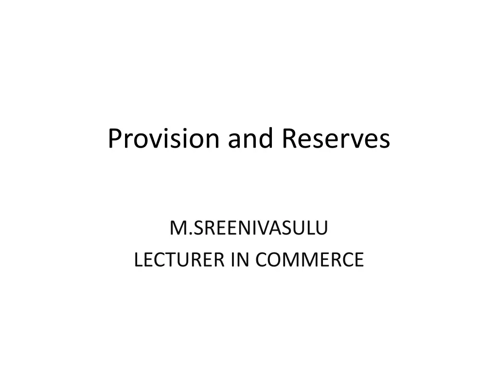 provision and reserves n.w