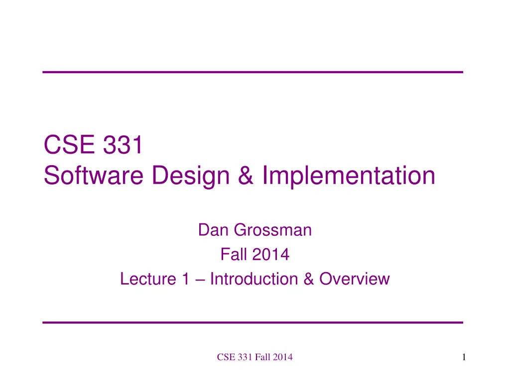cse 331 software design implementation n.w
