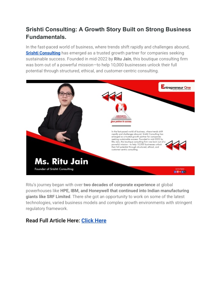 srishti consulting a growth story built on strong n.w