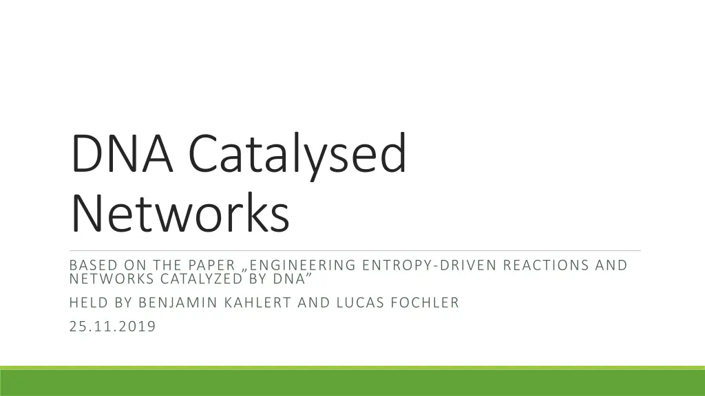 dna catalysed networks n.w