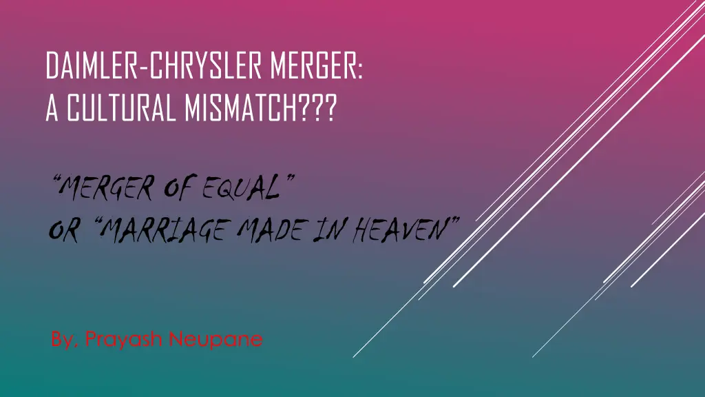 daimler chrysler merger a cultural mismatch n.w