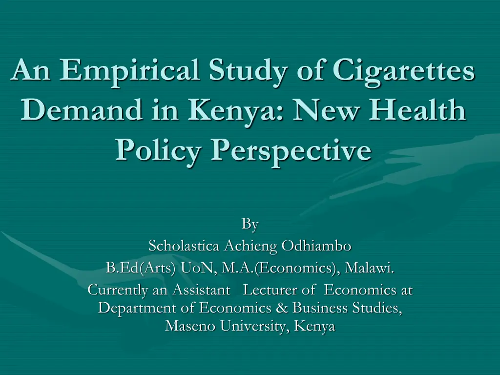 an empirical study of cigarettes demand in kenya n.w