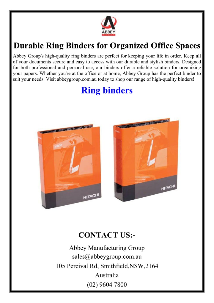 durable ring binders for organized office spaces n.w