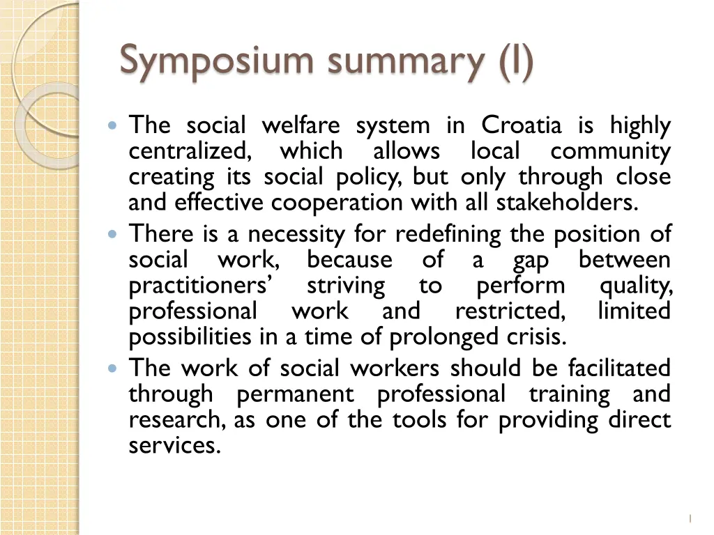symposium summary i n.w