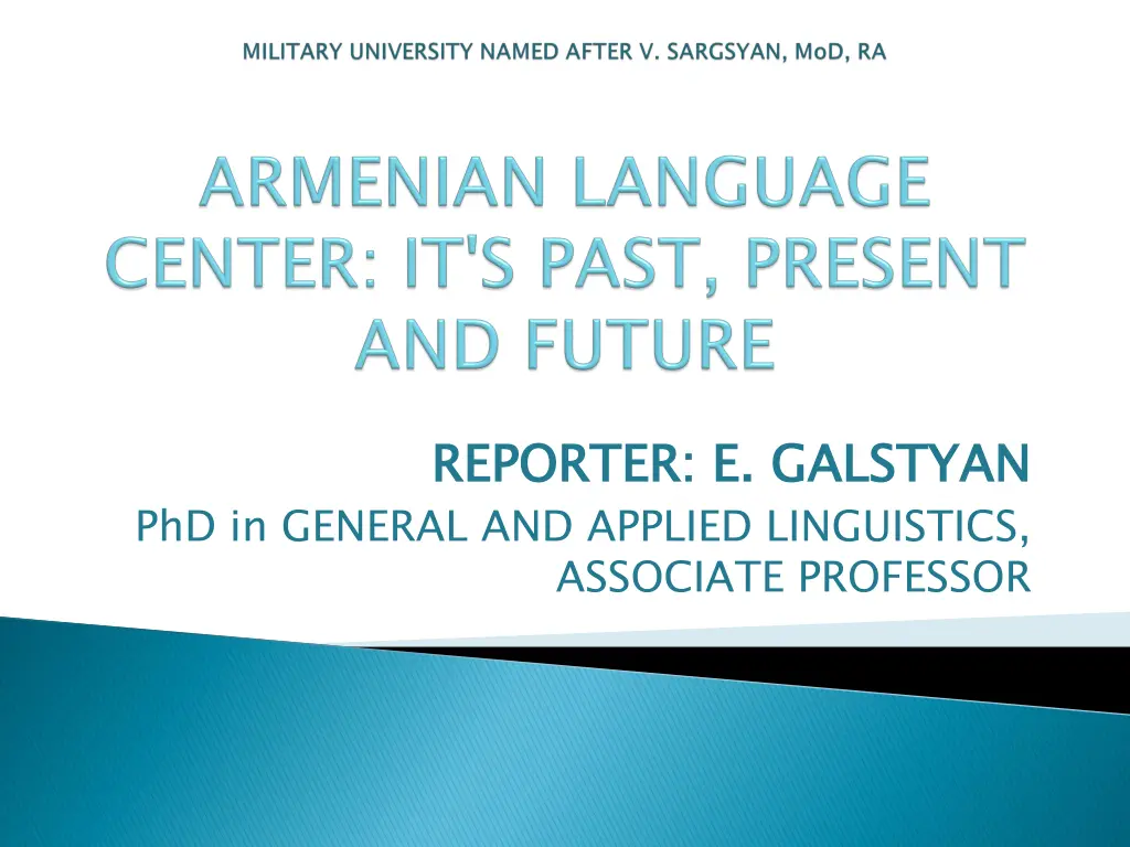 reporter e galstyan phd in general and applied n.w