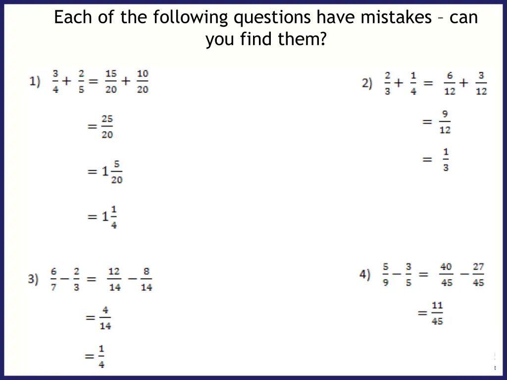 each of the following questions have mistakes n.w