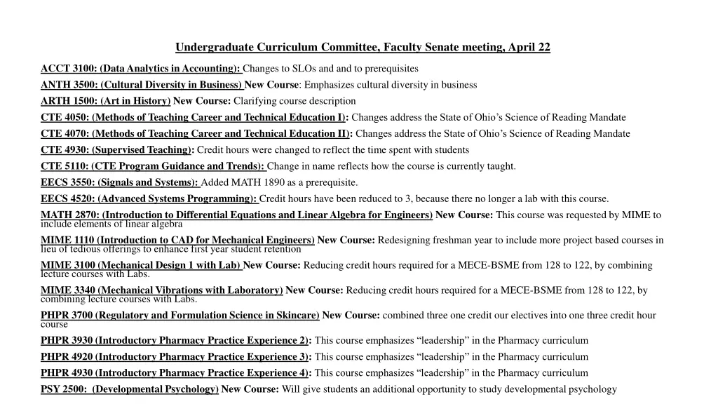 undergraduate curriculum committee faculty senate n.w