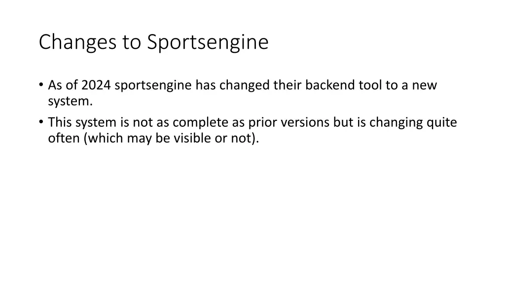 changes to sportsengine n.w