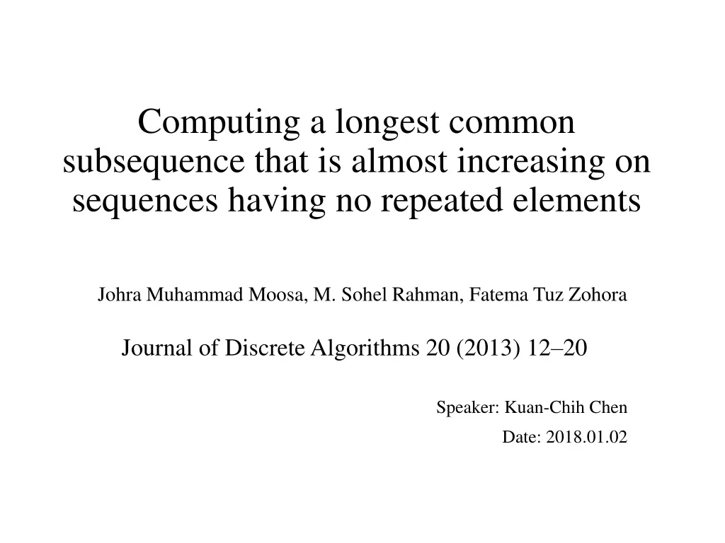 computing a longest common subsequence that n.w