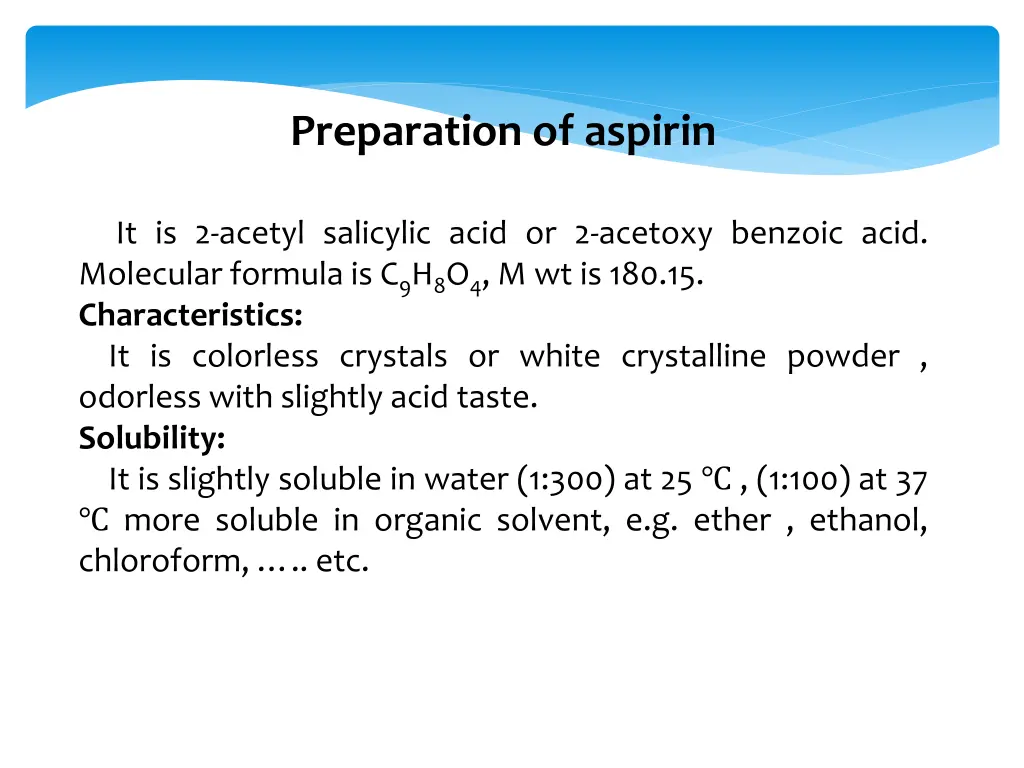 preparation of aspirin n.w