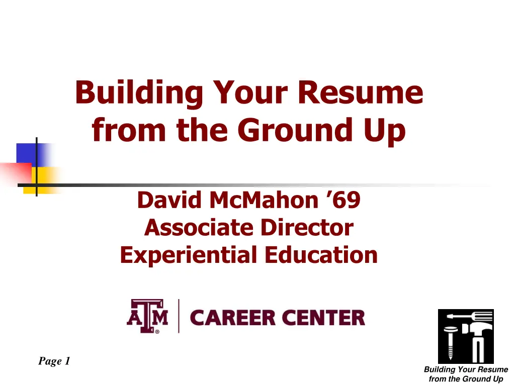 building your resume from the ground up n.w