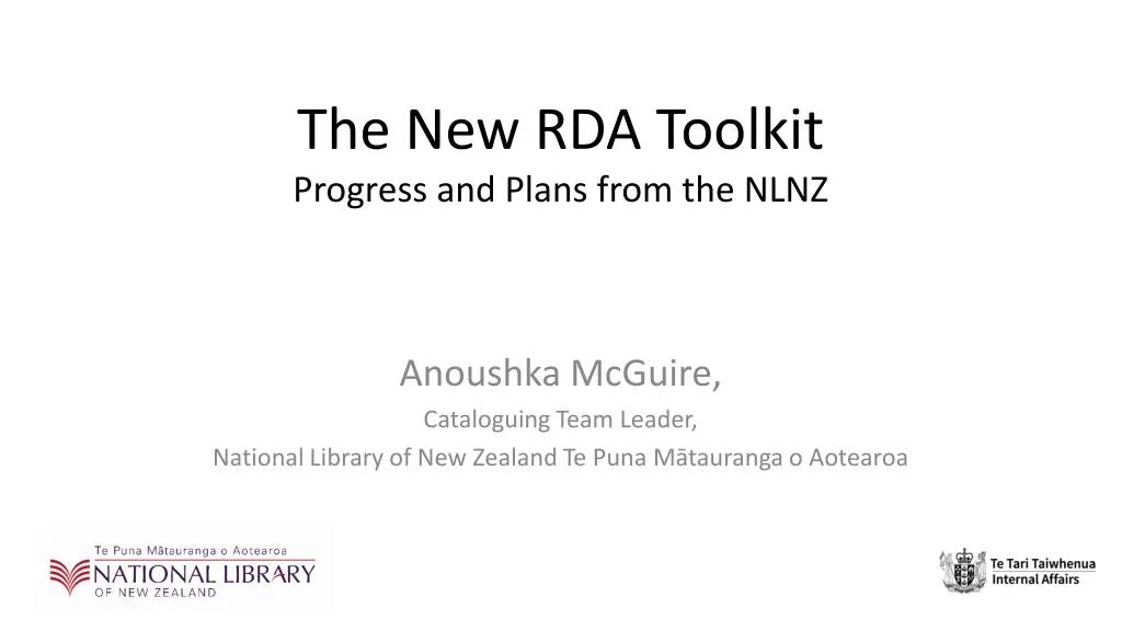 the new rda toolkit progress and plans from n.w
