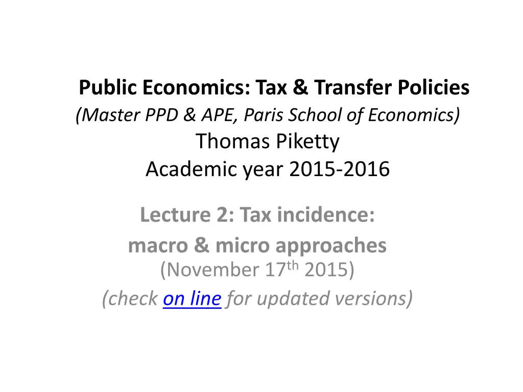 public economics tax transfer policies master n.w