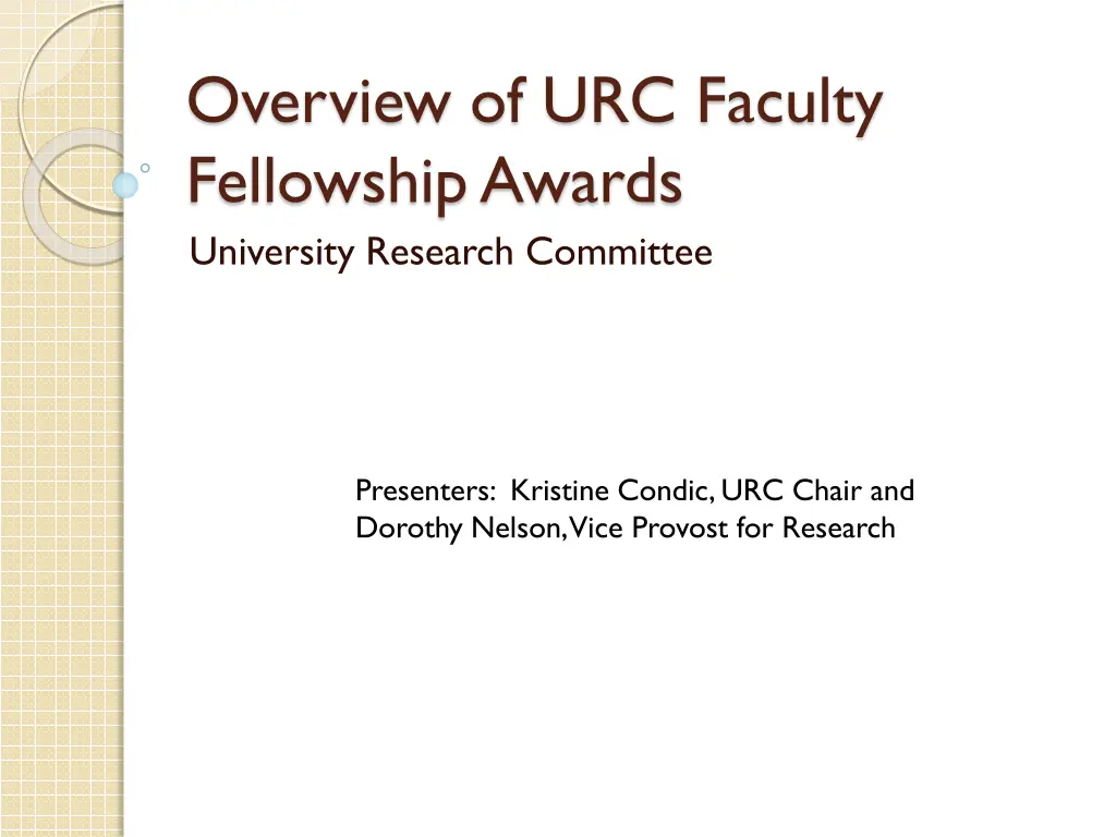overview of urc faculty fellowship awards n.w