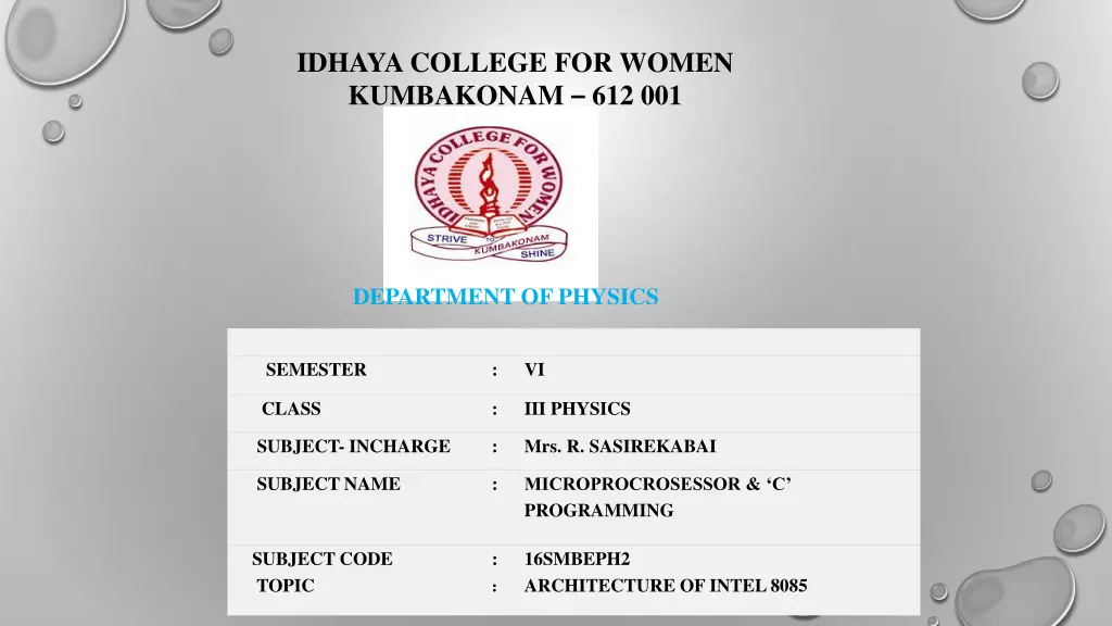 idhaya college for women kumbakonam 612 001 n.w