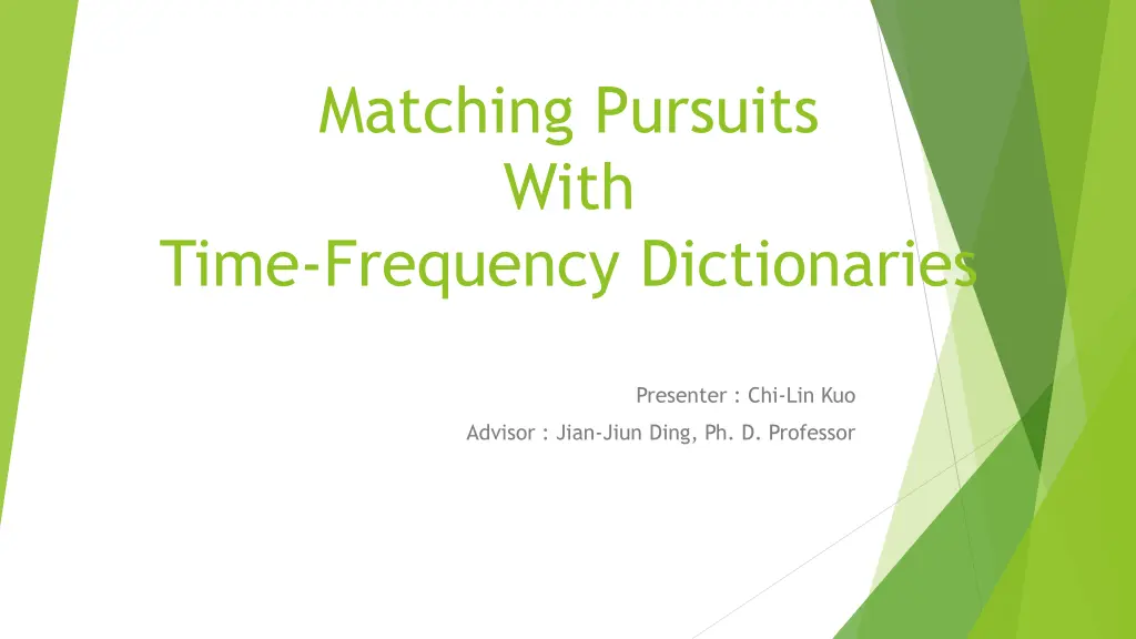 matching pursuits with time frequency dictionaries n.w