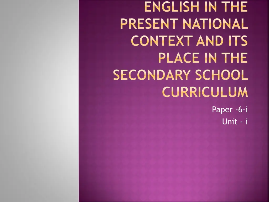 english in the present national context n.w