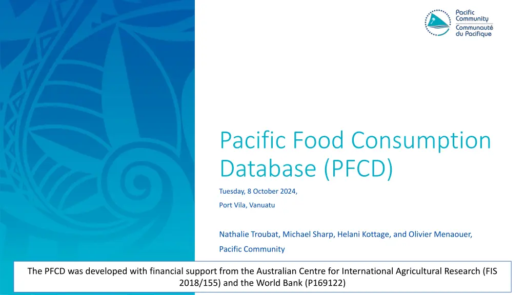 pacific food consumption database pfcd n.w