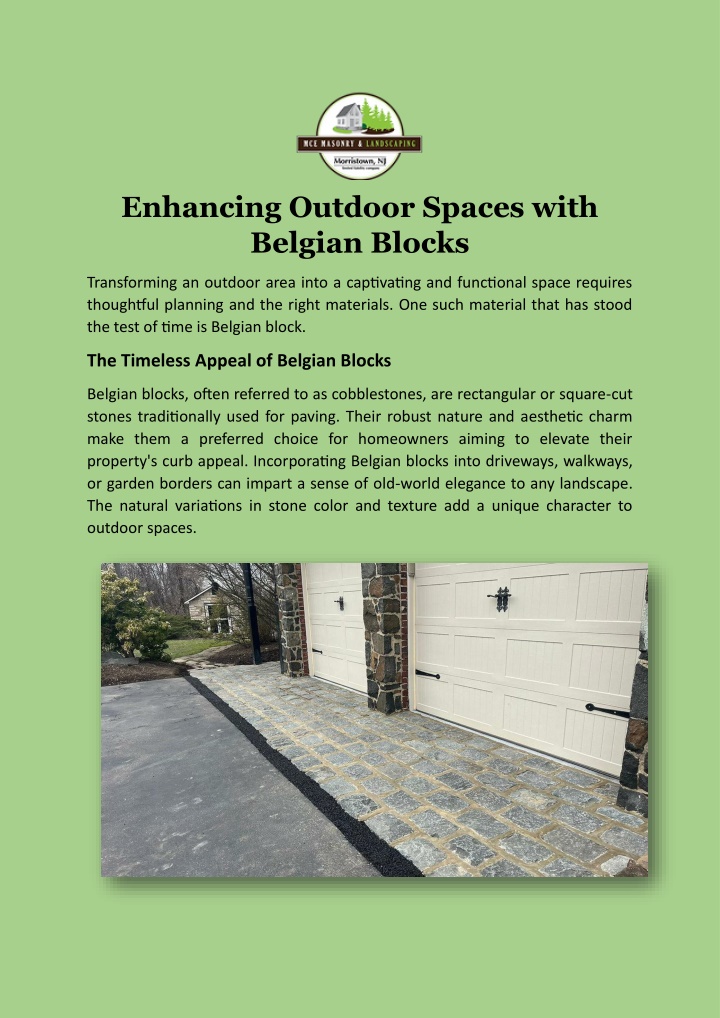 enhancing outdoor spaces with belgian blocks n.w
