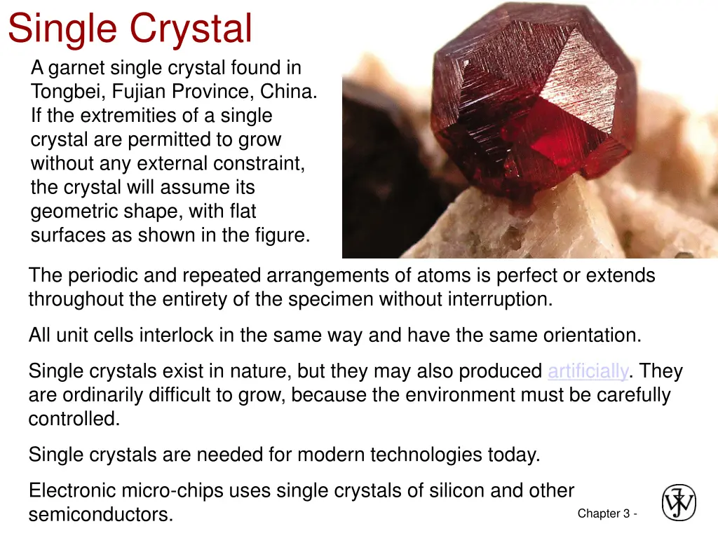 single crystal a garnet single crystal found n.w