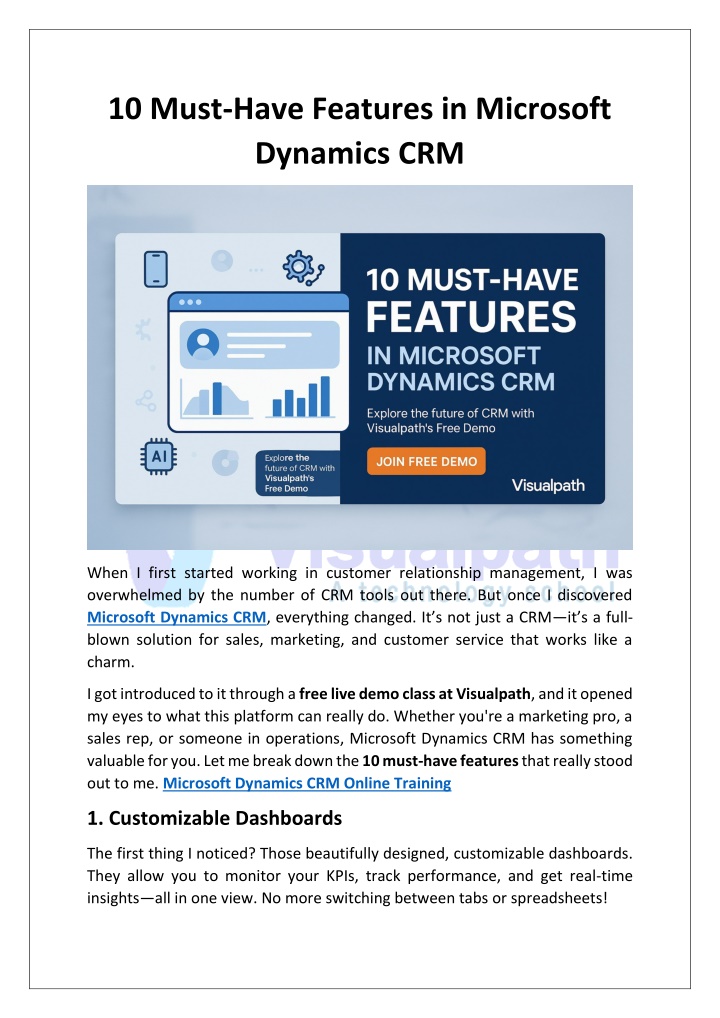 10 must have features in microsoft dynamics crm n.w