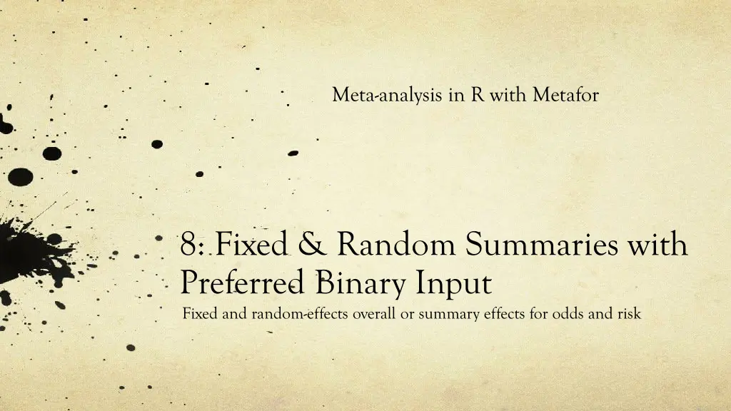 meta analysis in r with metafor n.w