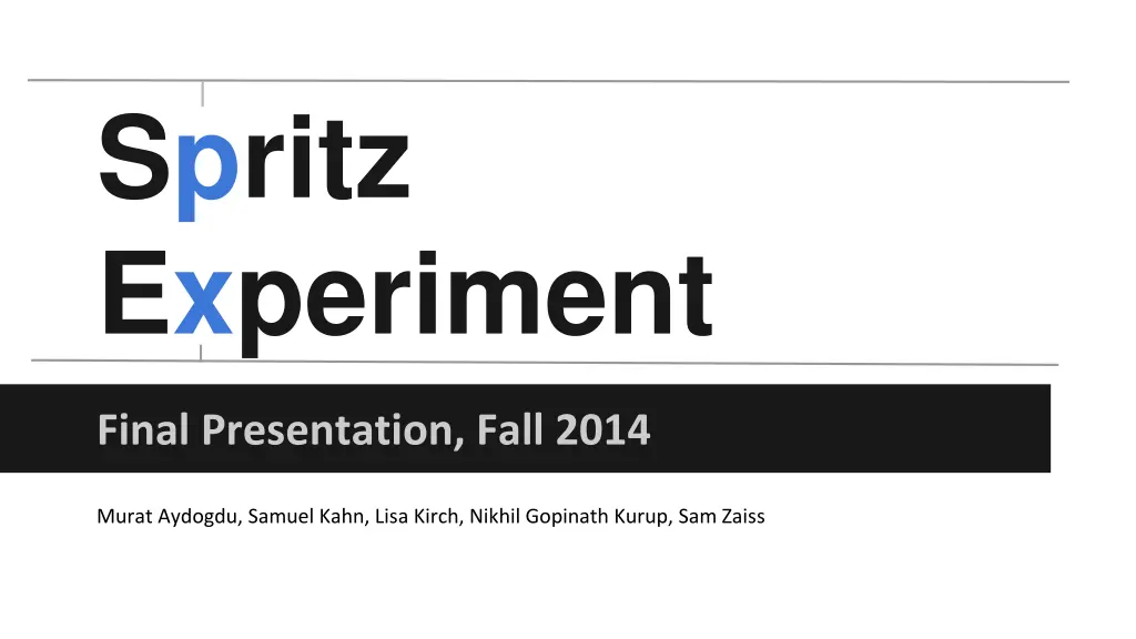spritz experiment n.w