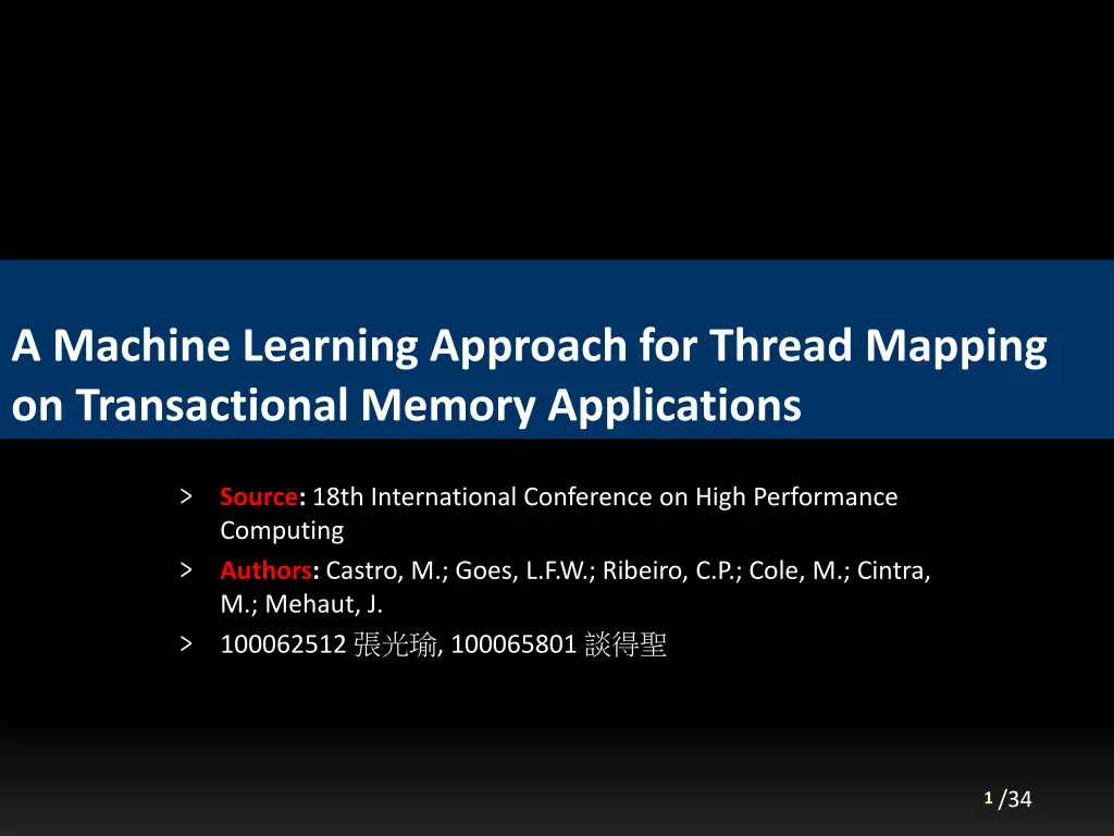 a machine learning approach for thread mapping n.w