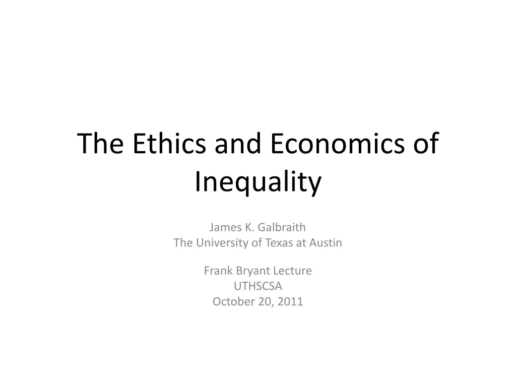 the ethics and economics of inequality n.w