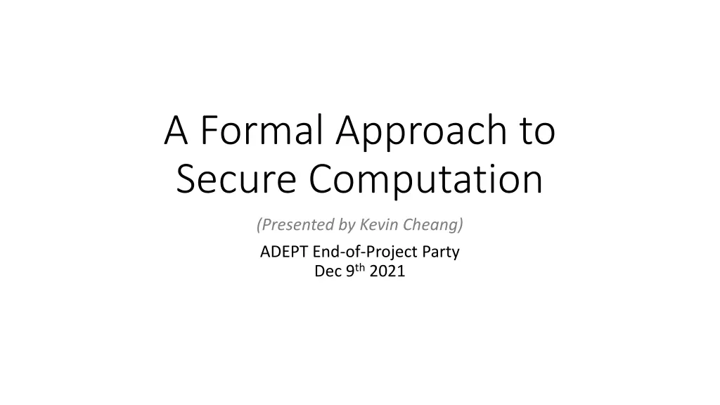 a formal approach to secure computation n.w