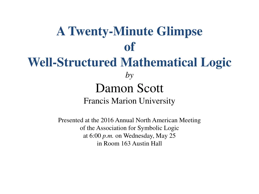 a twenty minute glimpse of well structured n.w