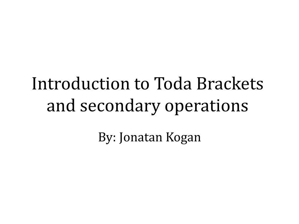introduction to toda brackets and secondary n.w