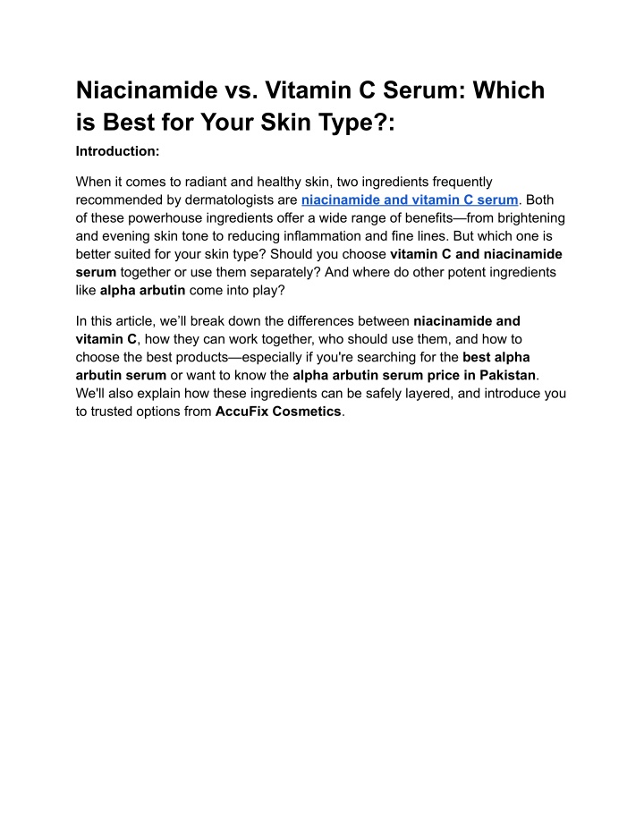 niacinamide vs vitamin c serum which is best n.w