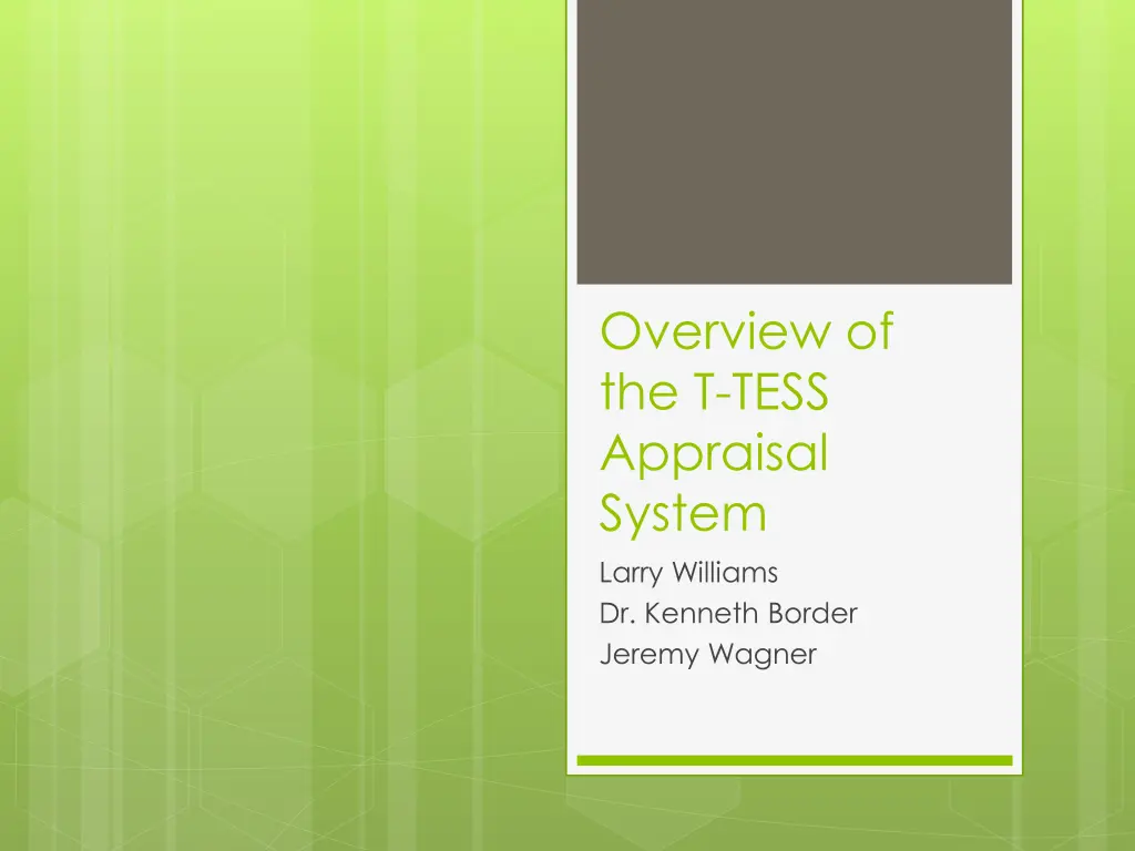 overview of the t tess appraisal system larry n.w
