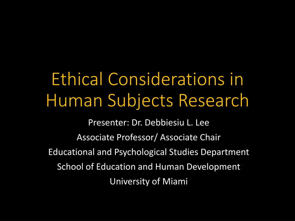 ethical considerations in human subjects research n.w