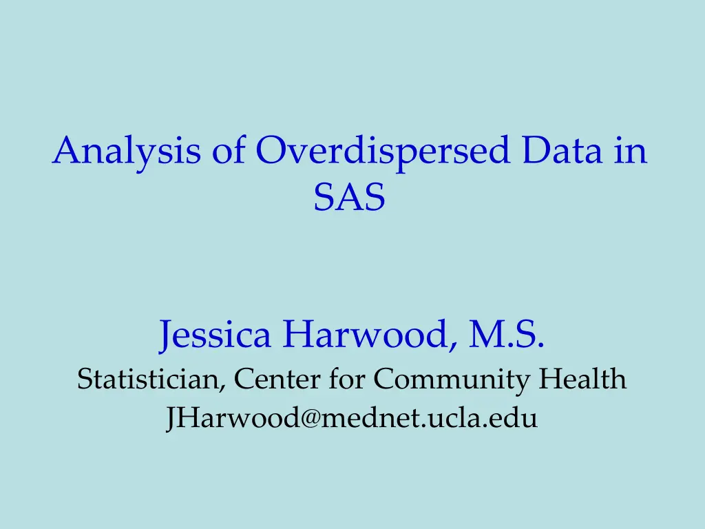 analysis of overdispersed data in sas n.w