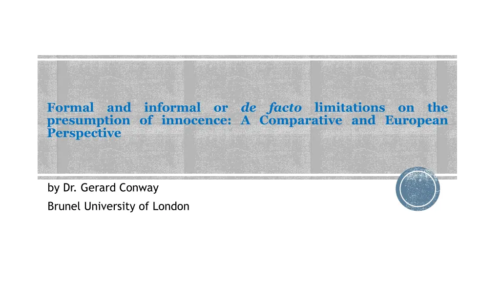 formal presumption of innocence a comparative n.w