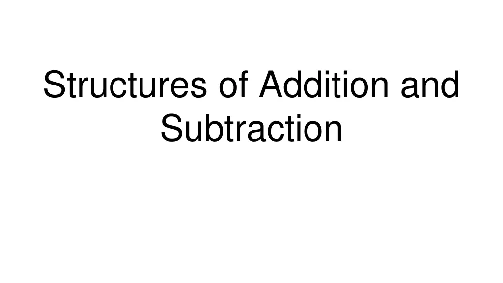 structures of addition and subtraction n.w