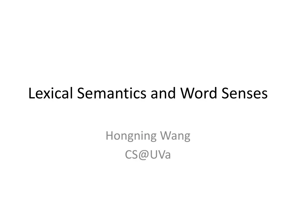 lexical semantics and word senses n.w