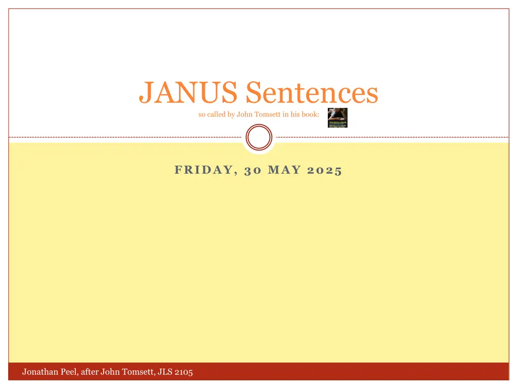 janus sentences so called by john tomsett n.w