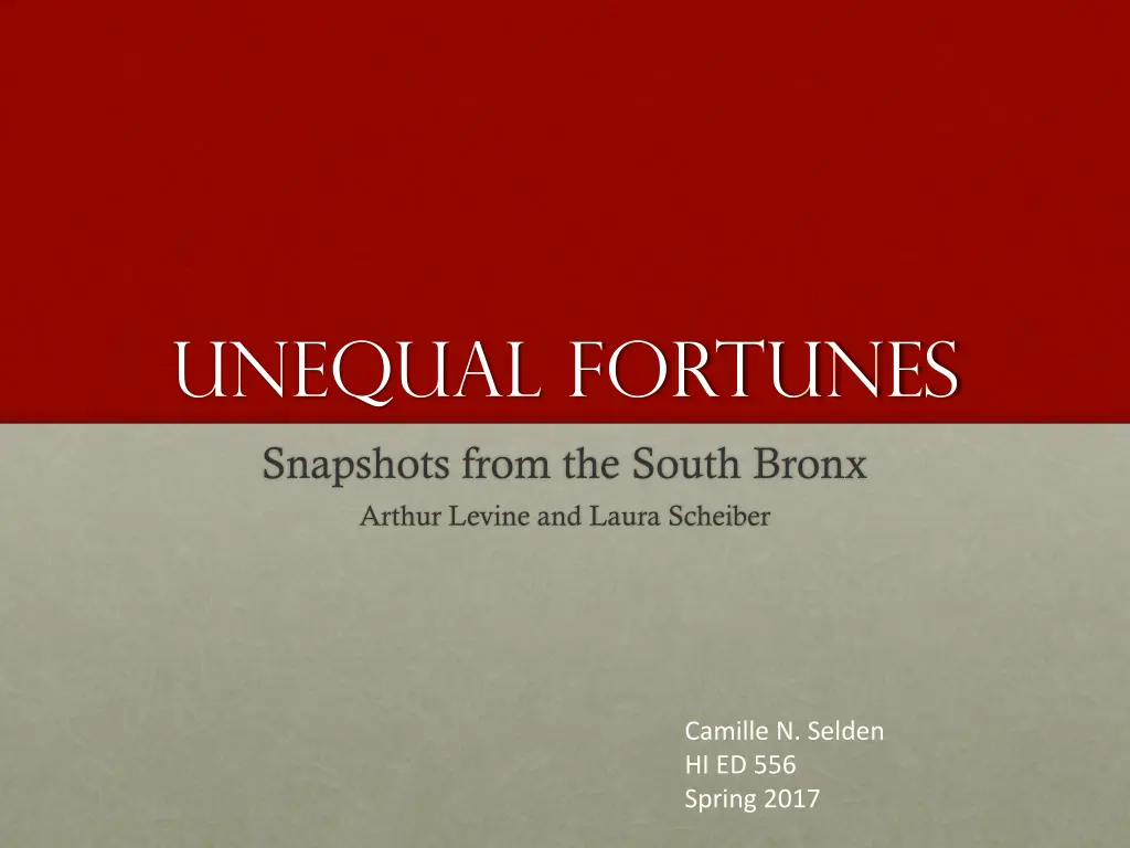 unequal fortunes n.w