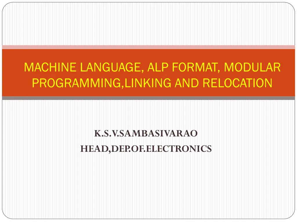 machine language alp format modular programming n.w